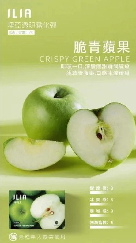 ILIA脆青蘋果,ILIA,ILIA電子煙,ILIA主機,哩亞,ILIA口味,ILIA推薦,ILIA煙彈,ILIA糖果,哩亞拋棄式,ILIA推薦,ILIA電子菸,ILIA電子菸主機,哩亞糖果,ILIA口味推薦,ILIA購買,ILIA菸彈,ILIA拋棄式,哩亞電子煙,哩亞電子煙口味